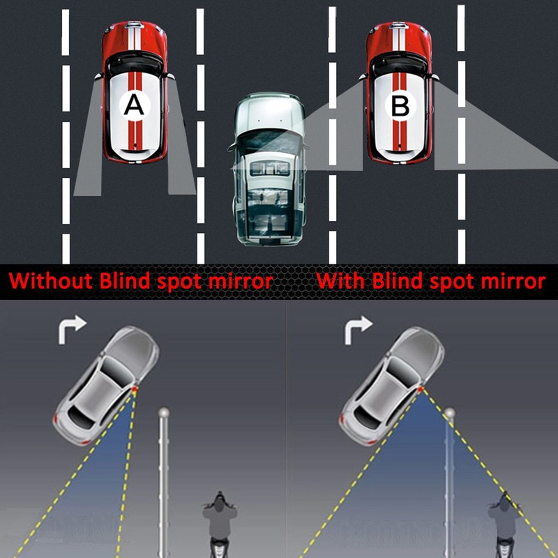 Ampper Rhombus Shaped Blind Spot Mirror, HD Glass Frameless Convex