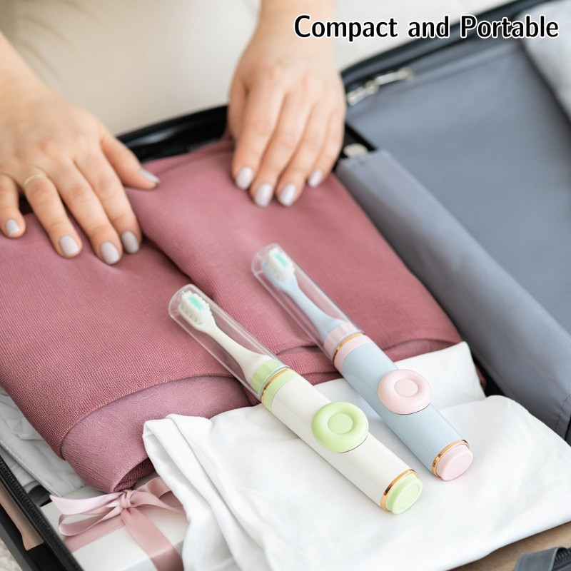 SAMIQU Portable Travel Toothbrush Set–Mini Toothbrush with Built-in Toothpaste Container