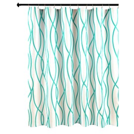 Biscaynebay Extra Long Textured Fabric Shower Curtain 72 Inches Width by 84 Inches Length, Turquoise Dancing Printed Bathroom Curtains Machine Washable