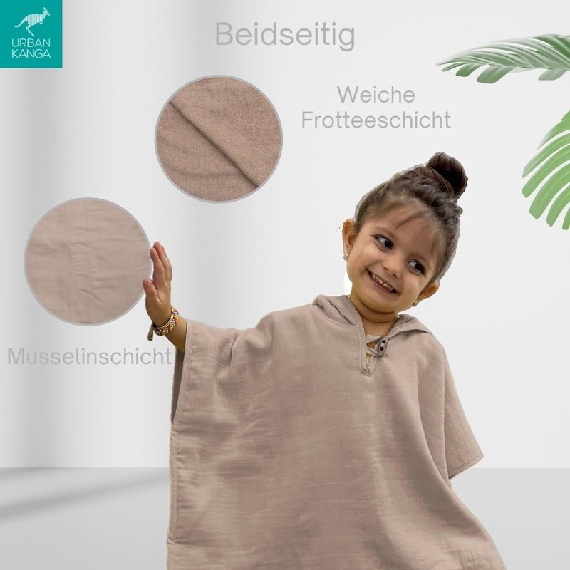 Urban Kanga Baby Bath Poncho with Hood Double-Sided Poncho Children
