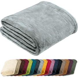 REDBEST Amarillo Microfibre Blanket Fleece Blanket Sofa Blanket Light Grey Size 150 x 200 cm Cuddly Teddy Fleece Extra Soft and Warm Easy Care Washable