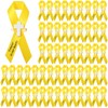 50 Pcs Memorial Funeral Ribbon with Cross Pins, Yellow