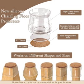 40 Pcs, Chair Leg Floor Protectors for Hardwood Floors, Felt Furniture Pads Silicone Chair Socks Leg Caps Covers,Furniture Protectors (20-Small,12-Medium,8-Large Assorted Size Fit Diameter 0.6"-3.2")
