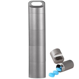 Pequeño llavero para píldoras, organizador portátil de acero inoxidable 304, para viajes, contenedor de píldoras de bolsillo impermeable, caja de medicamentos para cartera para hombres (estuche grande