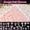 100Pcs Silver Nail Gems Charms, Dangle Star Heart Butterfly Nail