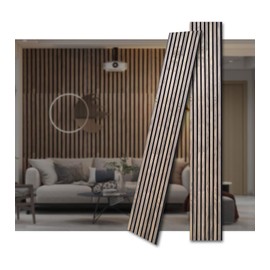 3D Fluted Sound Absorbing Decorative Soundproof Panels | Acoustic Wood SLAT Wall Panels | Interior Design for Walls and Ceilings | 94.48 * 23.62in | 2PCS Coverage | Natural Walnut