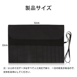 Mirhua Makeup Brush Case, Makeup Storage, Roll Type, PU, Large Capacity, Holds 10 Brushes, Portable, Convenient, For Women, Travel, Multifunctional Cosmetic Pouch, Black