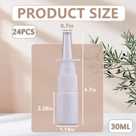 QUUPY 24PCS 30mL/1oz Empty Refillable Plastic Nasal Spray Bottle Container Dispenser Pot With Fine Mist For Liquids (White)