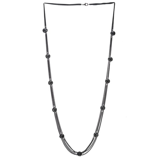 COOLSTEELANDBEYOND Statement Pendant Multi-Strand Long Chain with Faceted Crystal Ball