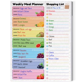 Zoe Deco Weekly Meal Planner (Fruit, 9 x 12”), Magnetic Notepad for Refrigerator, Weekly Menu Planning Pad for Family, 52 Easy Tear-Off Sheets for Grocery/Shopping Lists