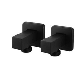Bathroom Laundry Washing Machine Square 1/4 Turn Stop Tap Pair Matt Black