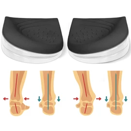 Skyfoot 3 Layers Adjustable Heel Wedge Inserts for Supination & Pronation Correction, Adhesive Medial & Lateral Heel Insoles for Bow Legs, Knee Pain, Foot Alignment (L: W 7-11, M 7-10, Black)
