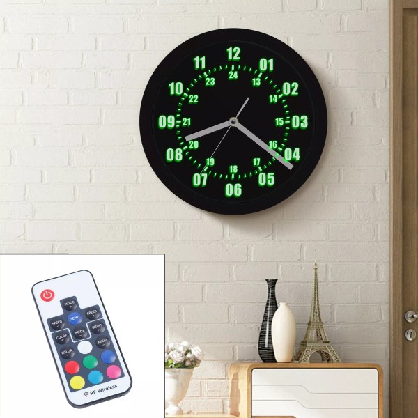 LED Indoor Outdoor Wall Clock Remote Control Luminous Wall Clock