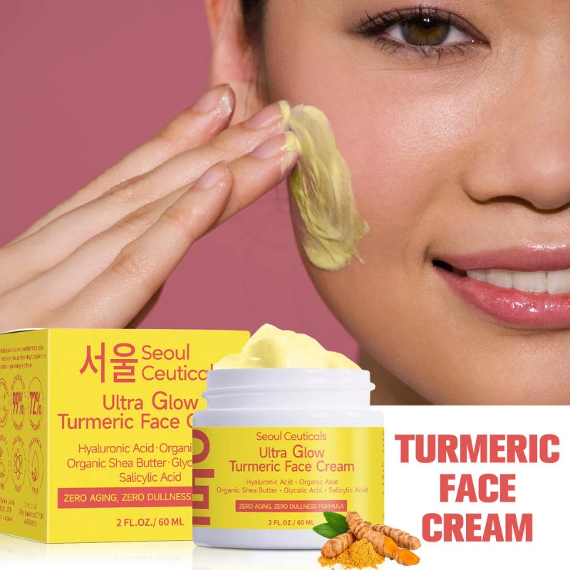Crema Hidratante Seoul Ultra Glow Cúrcuma Ácido Hialuróni Todo Tipo