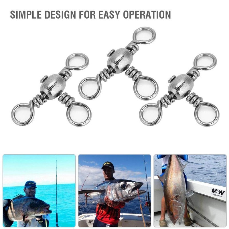 VGEBY 20pcs Three Way Swivel T-Turn Fishing Rod Swivel 3