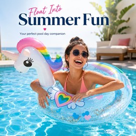 Unicorn & Flamingo Inflatable Swim Tube for Pool Fun – Colorful PVC Float Ring for Summer Parties
