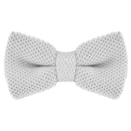 DonDon Men Knit Knitted Bow Tie Pre Tied and Adjustable Light Grey
