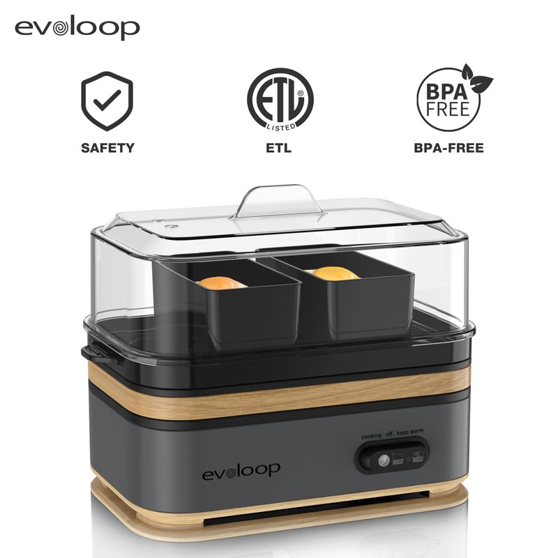 Evoloop Rapid Egg Cooker Electric 6 Eggs Capacity, Soft, Medium,