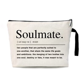 ZHANTUONE Soulmate Cosmetic Bag，Soulmate Gift，Gifts For Wife Birthday，Romantic Gifts For My Wife，Soulmate Definition Quote，Anniversary，Couples Gifts