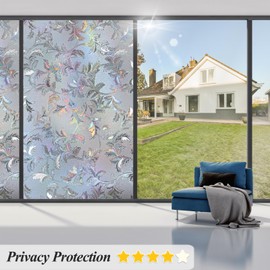 Window Privacy Film,Stained Glass Decorative Window Film,Opaque Vinyl Static Window Cling Film for Glass,Peel and Stick Privacy Window Film Decals Stickers Coverings