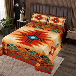 Juego de ropa de cama occidental tamaño individual, colcha suroeste para niños, adolescentes, mujeres y hombres, juego de edredón azteca, tribal bohemio, juego de 2 piezas, geometría clásico, a rayas,