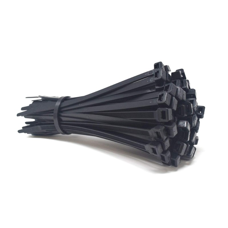 200 Pack 250mm x 4.8mm Black Zip Ties - Heavy