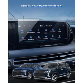 LANTU 7PCS Car Screen Protector for Hyundai Palisade SE, SEL, XRT, Limited, Calligraphy 2023 2024 2025 Accessories Navigation& Instrument& AC& Rear Row Climate Screen Protector Tempered Glass 12.3''