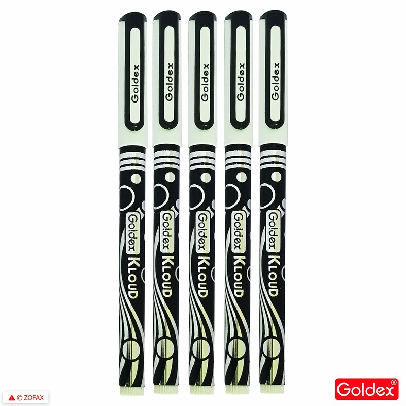 Goldex Kloud BLACK Ball Pen 5 x 0.7mm Tip Ballpoint