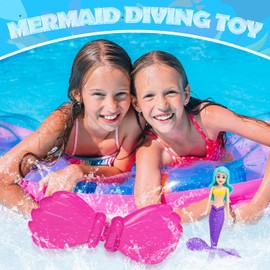 Pool Diving Toy Set, Diving Mermaids, Swimming Pool Accessories & Kids Pool Toys, Diving Games Training Children's Gifts, Little Mermaid Party Supplies & Water Toys for Kids Aged 5 & Up (Purple)