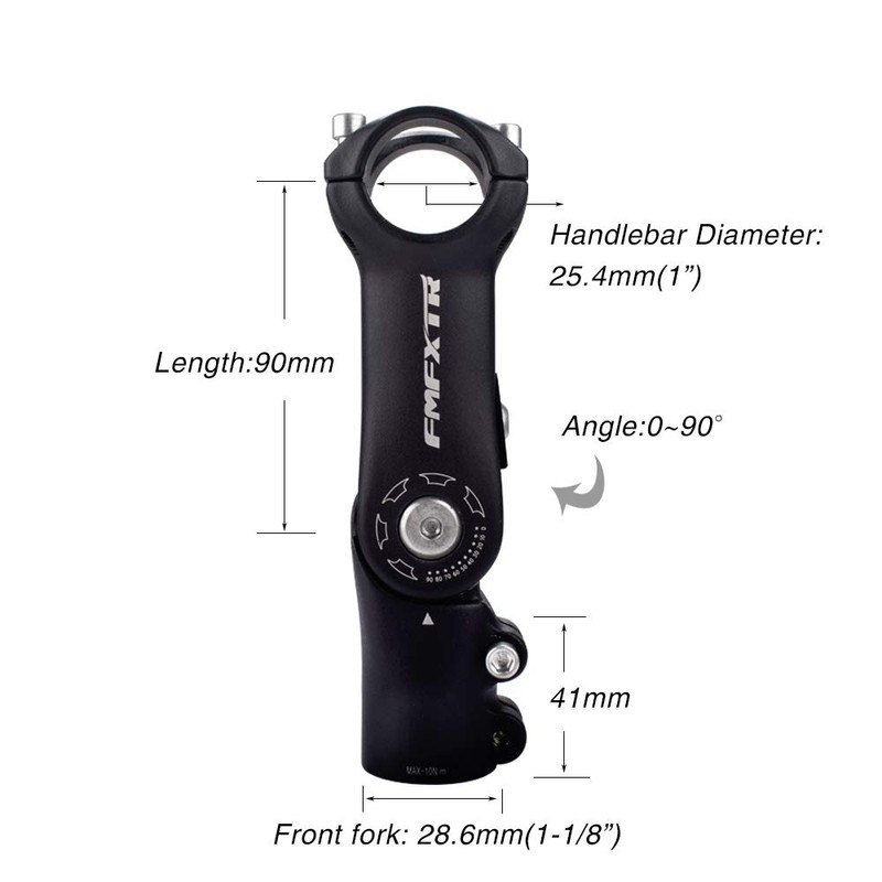 FOMTOR 10" Adjustable Stem 0~90 Degree 90mm MTB Adjustable Stem