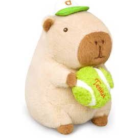 Ditucu Cute Tennis Capybara Plush Sports Pulling Stuffed Animals Capibara Plushies Toys Gifts for Kids Beige 9.8 inch