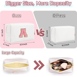 Bhyzdi Birthday Gifts for Women Wife, Travel Makeup Bag Chenille Letter Pouch Cosmetic Bag, Makeup Travel Organizer, Monogrammed Bridesmaid Gifts for Women, Cute Stuff for Teen Girls