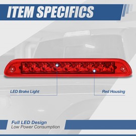 Auto Dynasty LED 3rd Third Tail Brake Light High Mount Stop Lamp Compatible with Ford Escape 2001-2007 Mercury Mariner 2005-2007, Chrome Housing Red Lens