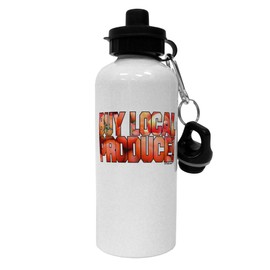 TooLoud Buy Local Produce Tomatoes Text Aluminum 600ml Water Bottle - White