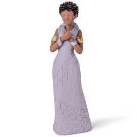 AIDLNS African Women Figurine Statue, African Tribal Art Darker Skin Lady Figure Sculptures, Figruine for Home Decoration, Spiritual Grace