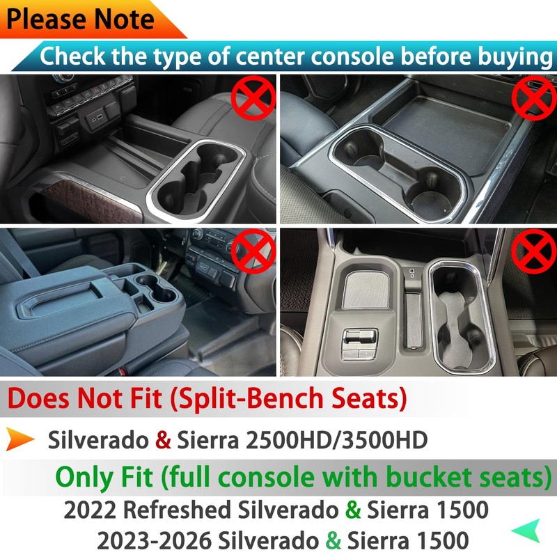 CIMOF Center Console Liner for Chevy Silverado 1500 / GMC