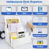 4 Section Acrylic File Organizer for Desk, White Acrylic Desk