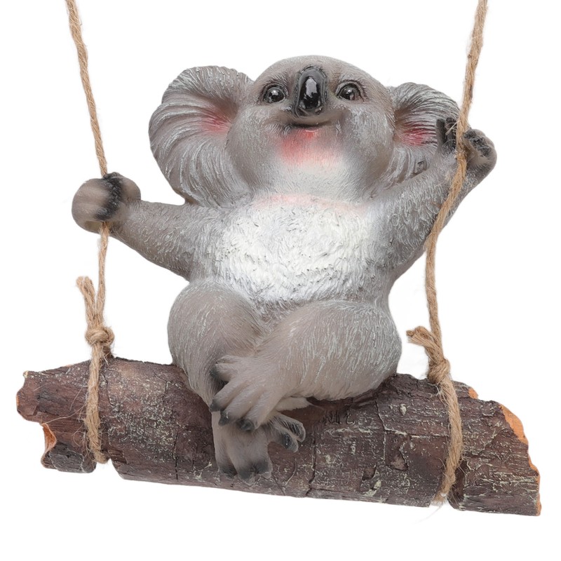 Swing Koala Sculpture Cartoon Synthetic Resin Animal Statues Decoration for