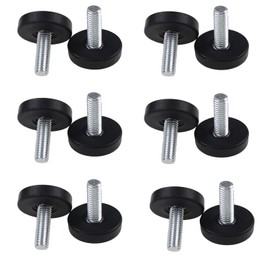 Nihfien 12 Pcs M6 Adjustable Furniture Leveler, Rubber Leveling Feet Screw in Threaded Foot Pads Floor Protection for Sofa Cabinet Table Chair Furniture Leg