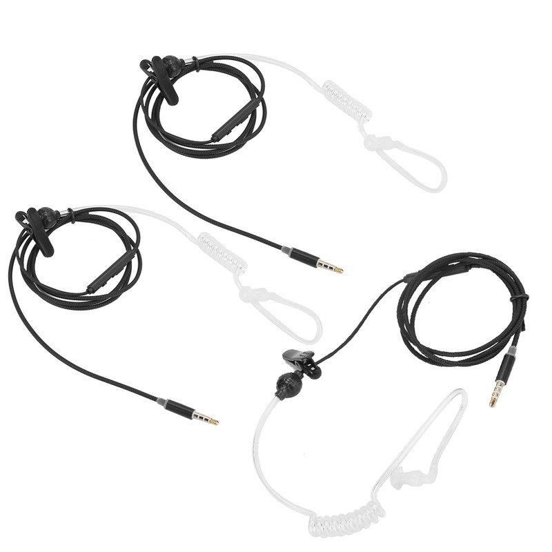 3sets Noise Reduction Headphone AntiRadiation Wire Control Earphone with Mic