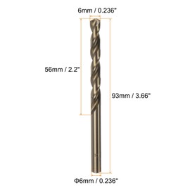 TOP-VIGOR 10Pcs 6mm Cobalt Jobber Drill Bits, M35 High Speed Steel HSS Twist Dril Bit Tool with Straight Shank for Drilling Hardened Metal, Stainless Steel, Cast Iron, Wood and Plastic
