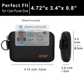 HSYAMY Small Zipper Coin Purse, Nylon Travel Slim Change Wallet Pouch with wristlet, Clip, Keychain, Compact ID Card Holder for Men Women, Coin Bag For Daily Use & Outdoor Carry (Black)