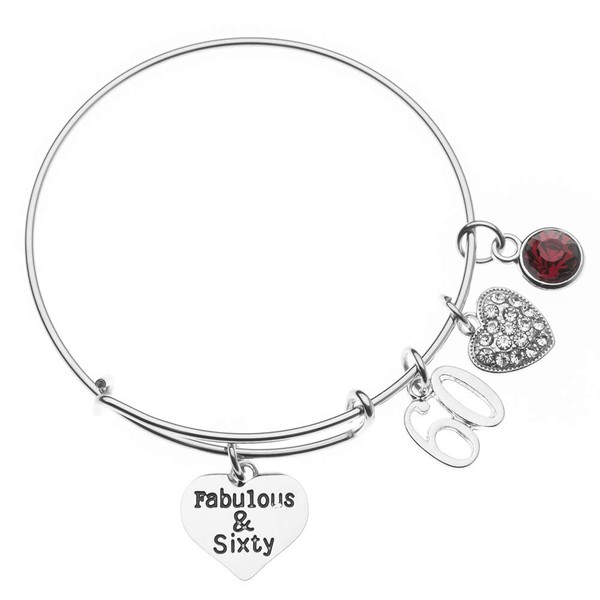 Infinity Collection 60th Birthday Gifts for Women, 60th Birthday Charm Bracelet with Birthstone, Adjustable Bangle, Perfect 60th Birthday Gift Ideas