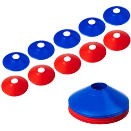 (Upgraded Model 0.9 oz (26 g) Marker Cone, Color Cone, Soccer Marker, Soccer Dribbling, Practice Supplies, Training Cones, Team Competitions and Club Activities, Football, Baseball, Tennis, Futsal Supplies, Blue and Red, Set of 10 (5 Blue + 5 Red), Stora