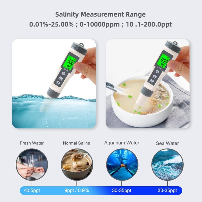 TDS Meter,4 in 1 Water Tester TDS/Salt/Temp/EC Meter,High Accuracy TDS