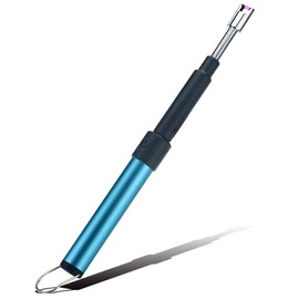 Electric Long Lighter,Retractable Length(11.4in-27.55in),Lgnition Port Can be Rotated 360°,Flameless Electronic Stick Lighter,Wind- & Weatherproof Long Lighter for Kitchen, Grilling, Stove, etc.(blue)