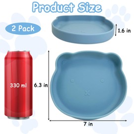 Apatal Silicone Cat Food Bowl Set of 2 Non-Slip Kitty Plates Relief Whisker Fatigue Puppy Feeding Bowl for Dry & Wet Food (Blue)