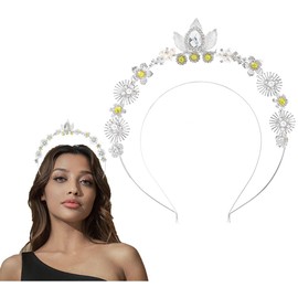 Flayem Silver Crystal Headband Rhinestone Pearl Hair Band Wedding Bridal Headband for Women and Girls