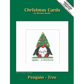 Heritage Crafts Penguin - Tree - Counted Cross Stitch Christmas Card kit by Kirsten Roche
