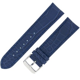 Tech Swiss LEA670-22 Watch Band Crocodile Grain Blue Stitching Padded Mens 22 millimeter